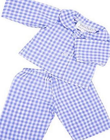 FRILLY LILY BLUE GINGHAM PYJAMA SET FOR 12-14 INCH [30-35CM] BABY DOLLS ,SUCH AS GOTZ,COROLLE,ZAPF,MY LITTLE BABY BORN,MY FIRST BABY ANNABELL